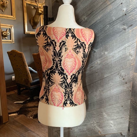 Trina Turk Sleeveless Top Damask Tank - Picture 6 of 13